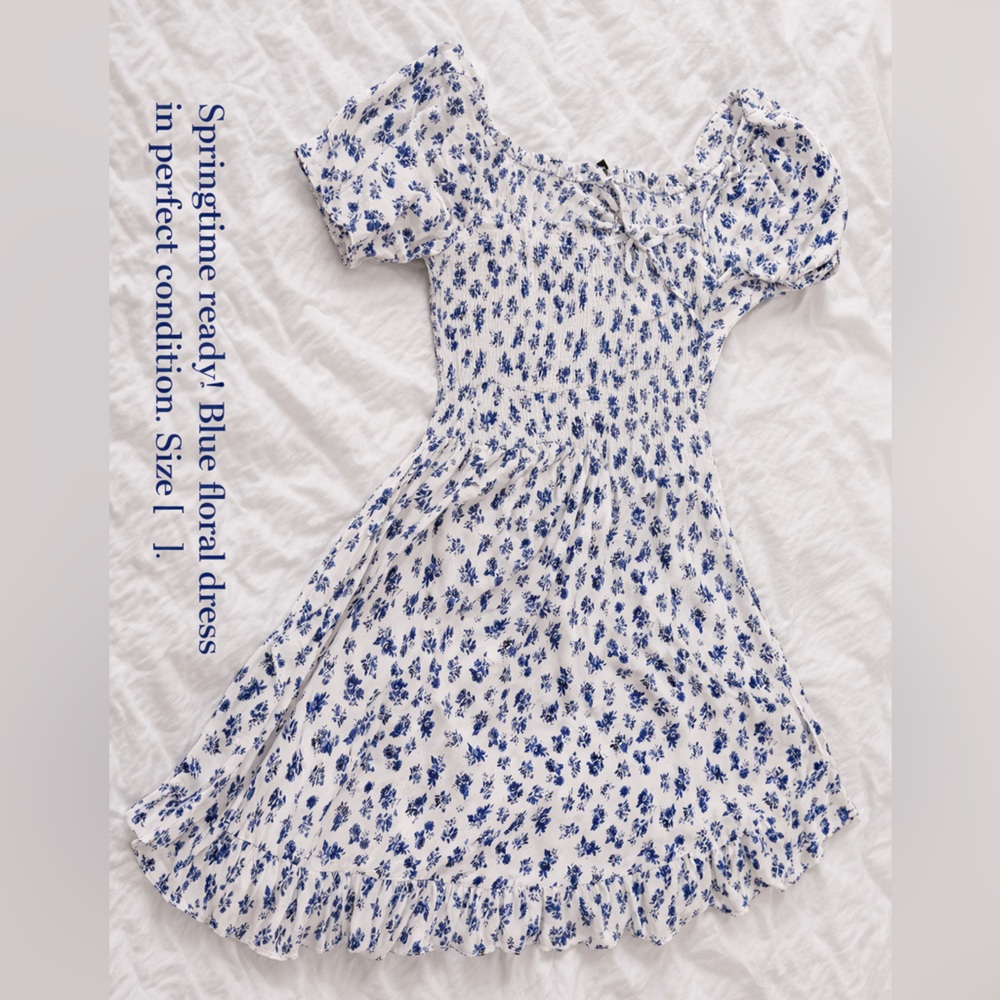 Blue Puff Sleeve Milk Maid Dress Size XL